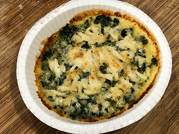 the 3 Cheese & Kale Bake from Amy's, after microwaving