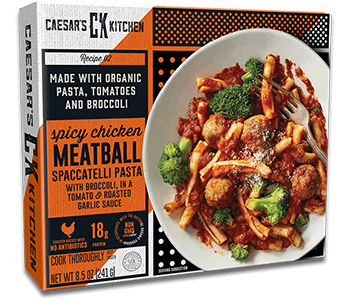 the Dr. Gourmet tasting panel reviews the Spicy Chicken Meatball Spaccatell Pasta from Caesar's Kitchen