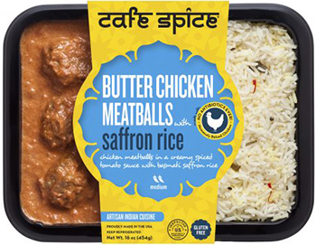 The Dr. Gourmet tasting panel reviews the Butter Chicken Meatballs with Saffron Rice from Cafe Spice