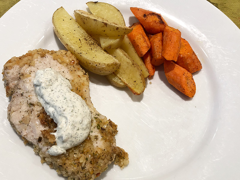 EveryPlate Panko Ranch Pork Chops, as cooked by Dr. Gourmet
