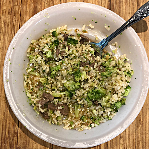 the Beef & Broccoli meal from Healthy Choice, after cooking