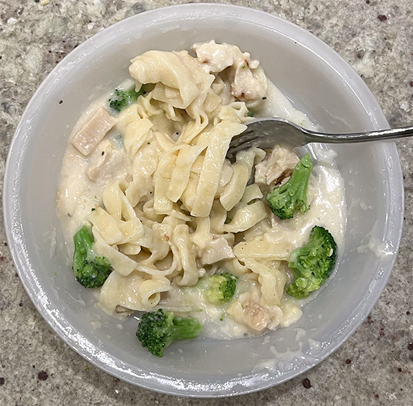 Chicken Fettuccini Alfredo from Healthy Choice, after cooking