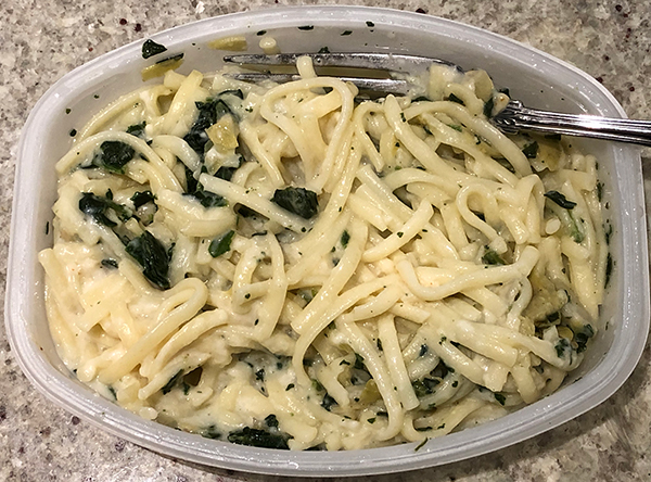 The Dr. Gourmet tasting panel reviews the Spinach Artichoke Linguine from Lean Cuisine, after cooking
