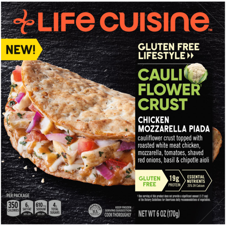 Dr. Gourmet reviews the Cauliflower Crust Chicken Mozzarella Piada from Life Cuisine