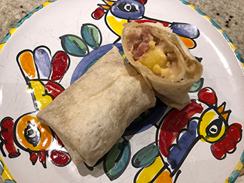 The Dr. Gourmet tasting panel reviews the Uncured Canadian Bacon Burrito from Red's All Natural, after microwaving