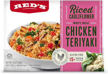 the Dr. Gourmet tasting panel reviews Riced Cauliflower Chicken Teriyaki Bowl from Red's All Natural