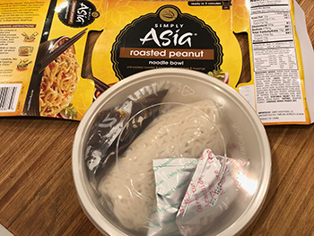 The contents of the package of Simply Asia's Roasted Peanut Noodle Bowl