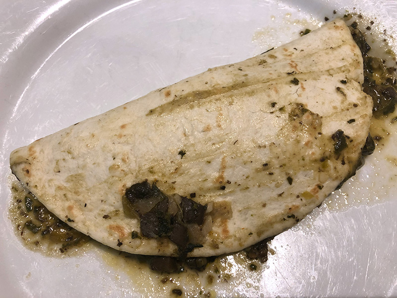 the Mindbender Quesadilla from Sweet Earth Foods, after cooking