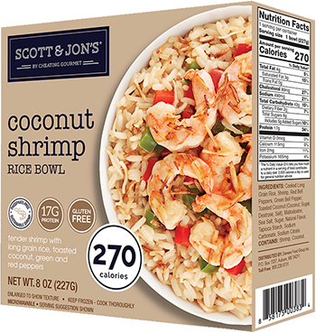 The Dr. Gourmet tasting panel reviews the Coconut Shrimp Rice Bowl from Scott & Jon's