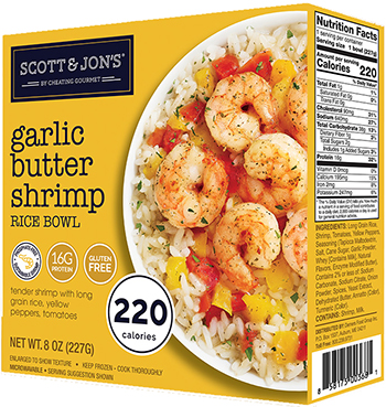 the Dr. Gourmet tasting panel reviews the Garlic Butter Shrimp Rice Bowl from Scott & Jon's
