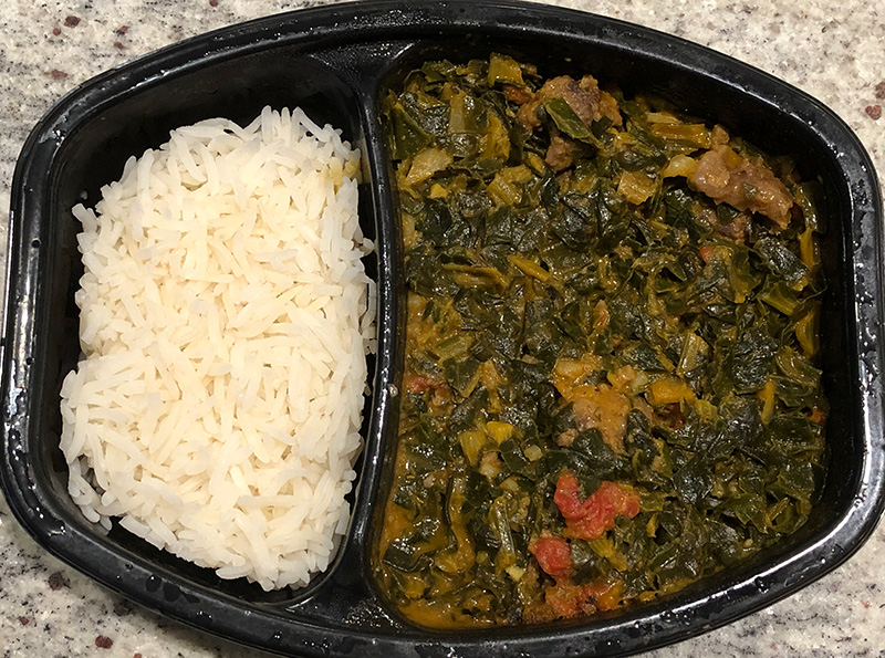 the Lamb Saag from Sweet Earth Foods, after cooking